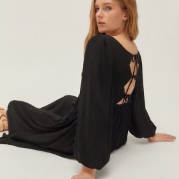 Urban Outfitters Black Cut Out Backless Maxi dress Long Sleeve Small - Picture 1 of 6